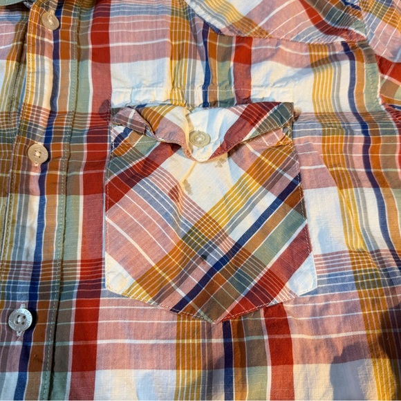 Patagonia Men's Red and Orange Plaid Shirt - Picture 2 of 5